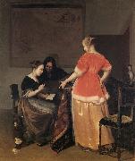 Jacob Ochtervelt Music lesson, oil painting on canvas